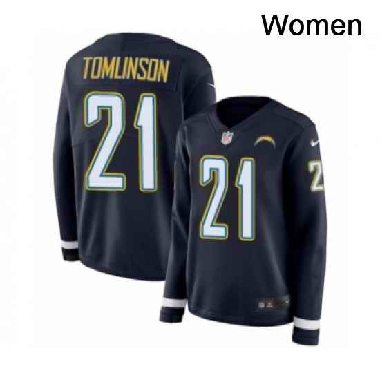 Womens Nike Los Angeles Chargers 21 LaDainian Tomlinson Limited Navy Blue Therma Long Sleeve NFL Jersey